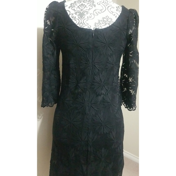 LOFT 82 one size, black with flower pattern dress - Picture 3 of 7